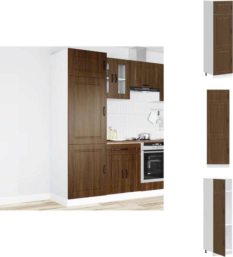 VidaXL Keukenkast Keukenkasten Witte Keukenkast Hoge Keukenkast Kalmar bewerkt hout bruin eikenkleur