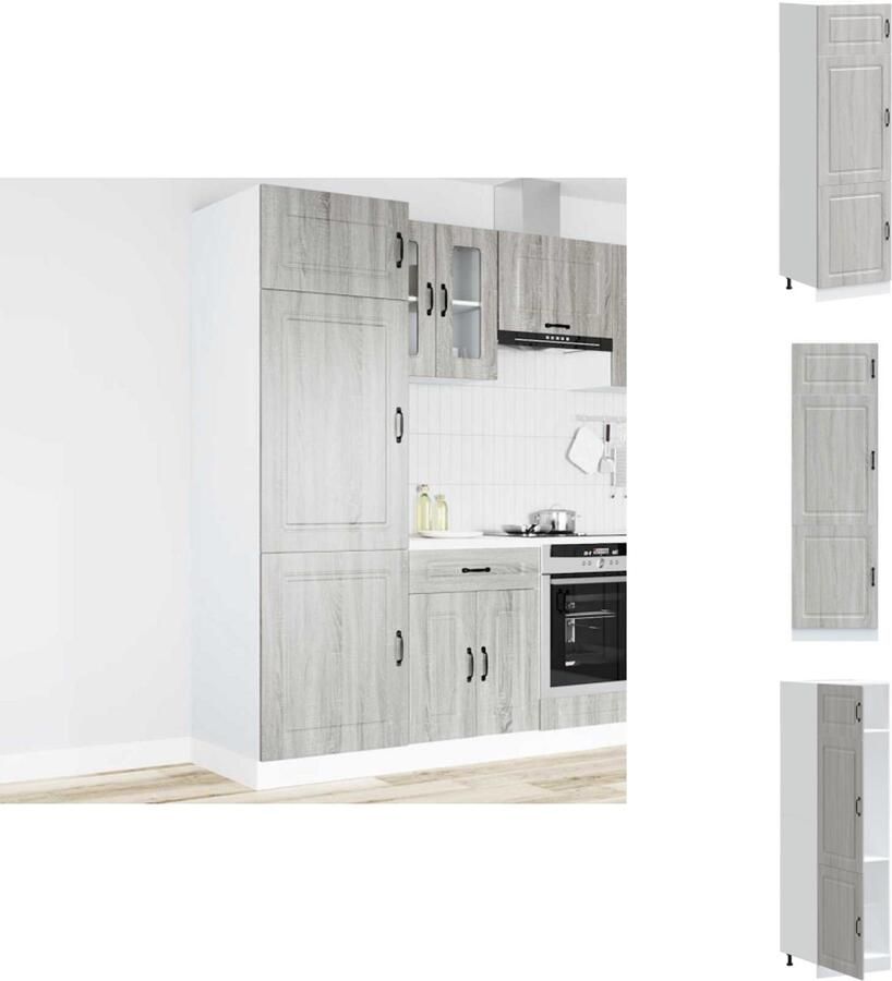 VidaXL Keukenkast Keukenkasten Witte Keukenkast Hoge Keukenkast Kalmar bewerkt hout grijs sonoma eiken