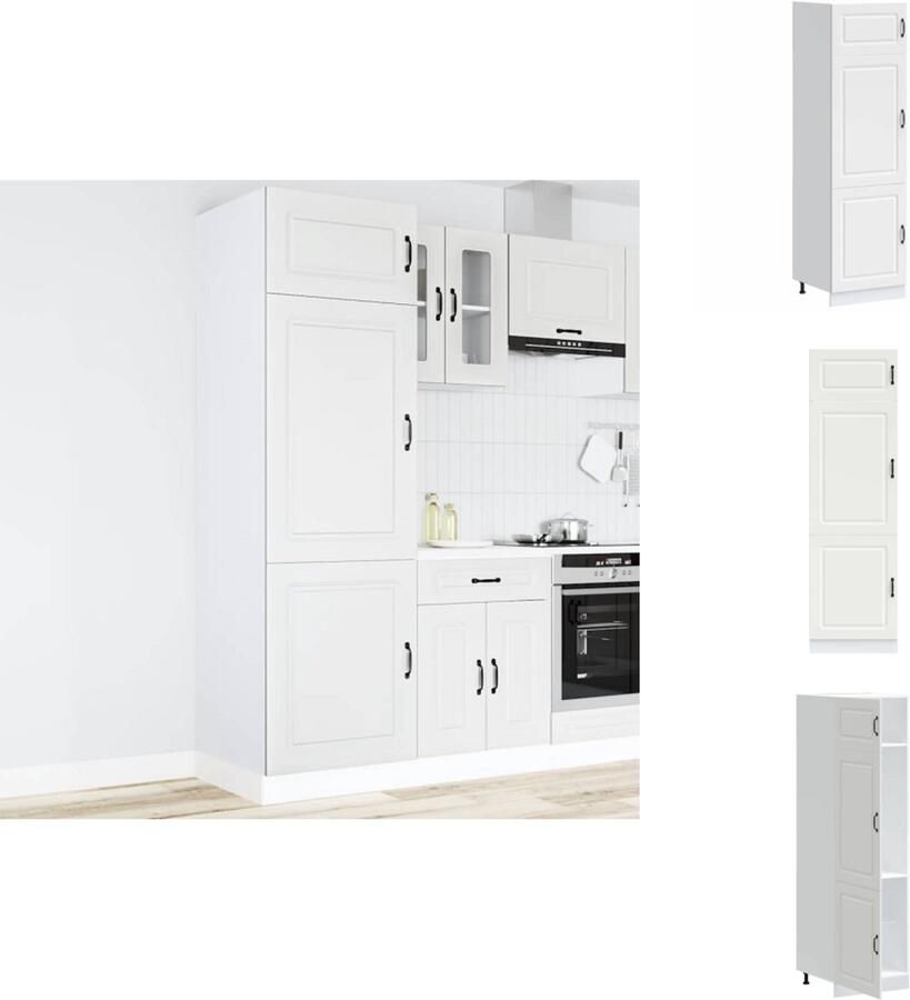 VidaXL Keukenkast Keukenkasten Witte Keukenkast Hoge Keukenkast Kalmar bewerkt hout wit
