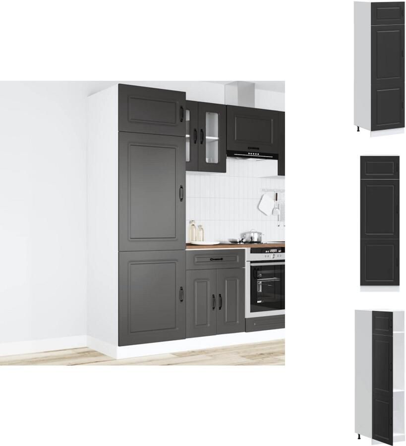 VidaXL Keukenkast Keukenkasten Witte Keukenkast Hoge Keukenkast Kalmar bewerkt hout zwart