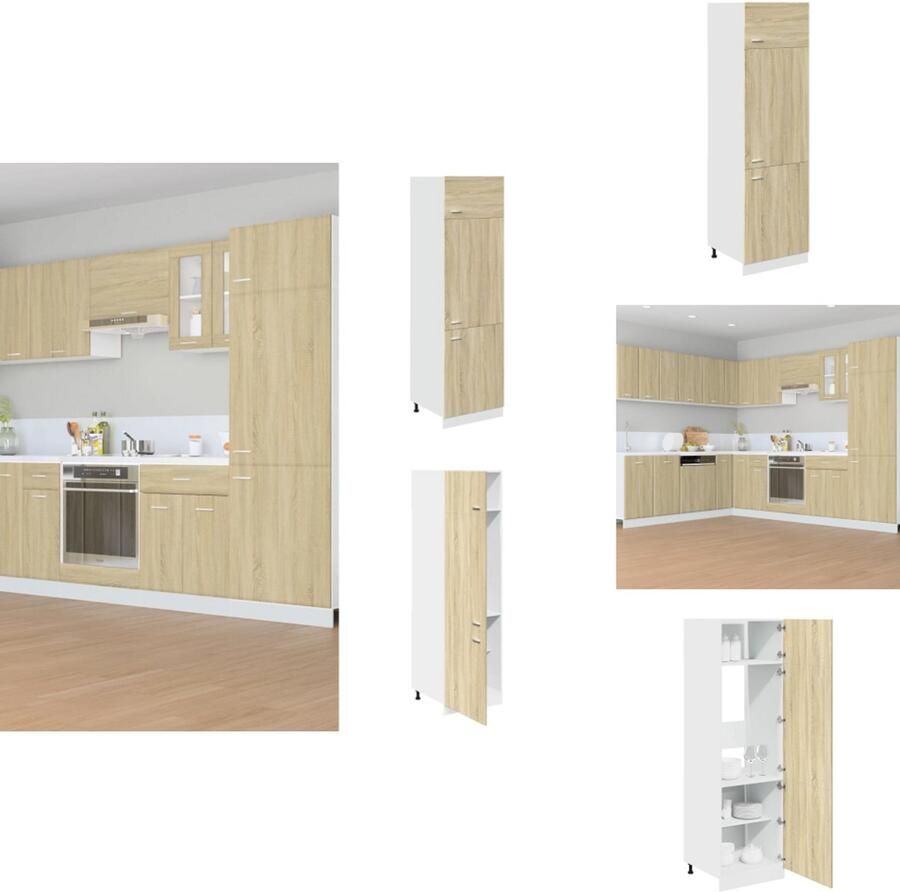 VidaXL Keukenkast Koelkast Keukenkasten Koelkast Keukenkast Keukenkastje Koelkastkast 60x57x207 cm spaanplaat sonoma eikenkleurig