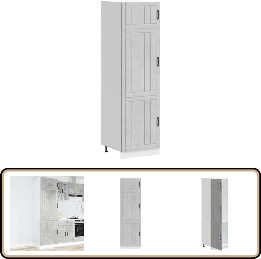 VidaXL Keukenkast Lucca Betongrijs 60x57x207 cm Keuken Kast Opslagruimte Houten Kast Betonnen Grijze Kast Lucca Serie