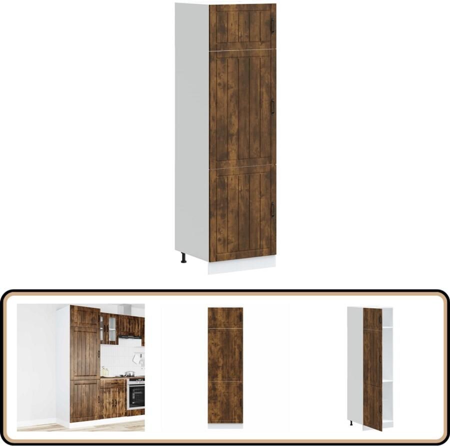 VidaXL Keukenkast Lucca Bewerkt hout Gerookt eiken Keuken Kast Opbergkast Houten Kast Keukenmeubel Lucca Serie