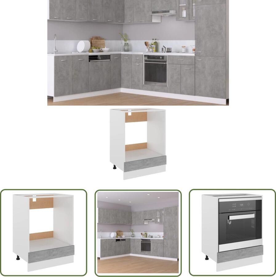 The Living Store Ovenkast Riga 60x46x81 5 cm bewerkt hout betongrijs Keukenopbergkast Ovenkast Keukenkast Houten Kast Grijze Kast