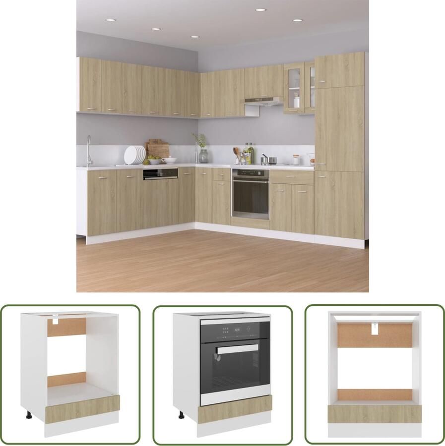 The Living Store Ovenkast Riga 60x46x81 5 cm bewerkt hout sonoma eikenkleurig Keukenopbergkast Ovenkast Sonomaeikenvloerkleden Houten Kast Badkamermeubilair