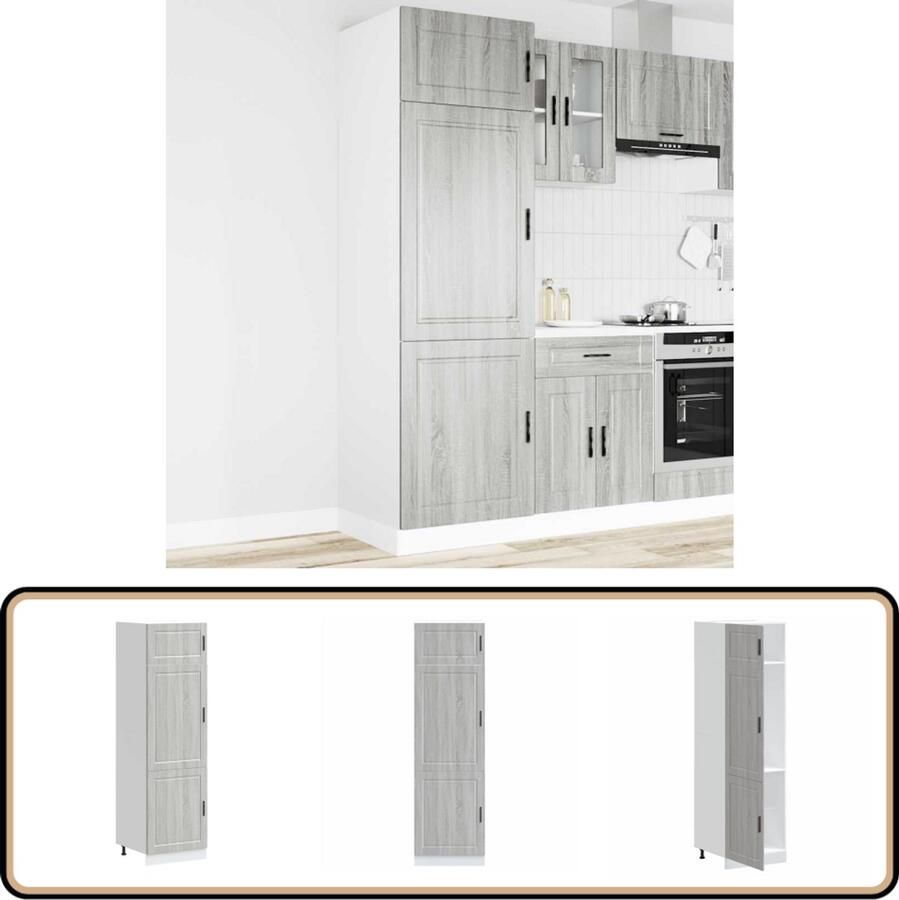 VidaXL Keukenkast Porto Grijs Sonoma Eiken 60x57x207cm Keuken Kast Opslagoplossing Houten Kast Grijze Keuken Sonoma Eiken
