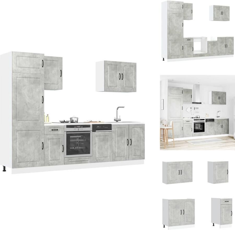 VidaXL Keukenkast Set Keukenkast Sets Keukenunit Set Kast Set 7-delige Keukenkastenset Kalmar bewerkt hout betongrijs