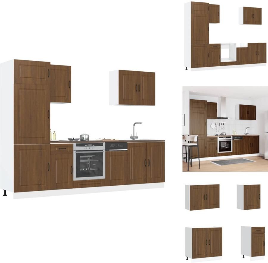 VidaXL Keukenkast Set Keukenkast Sets Keukenunit Set Kast Set 7-delige Keukenkastenset Kalmar bewerkt hout bruin eikenkleur