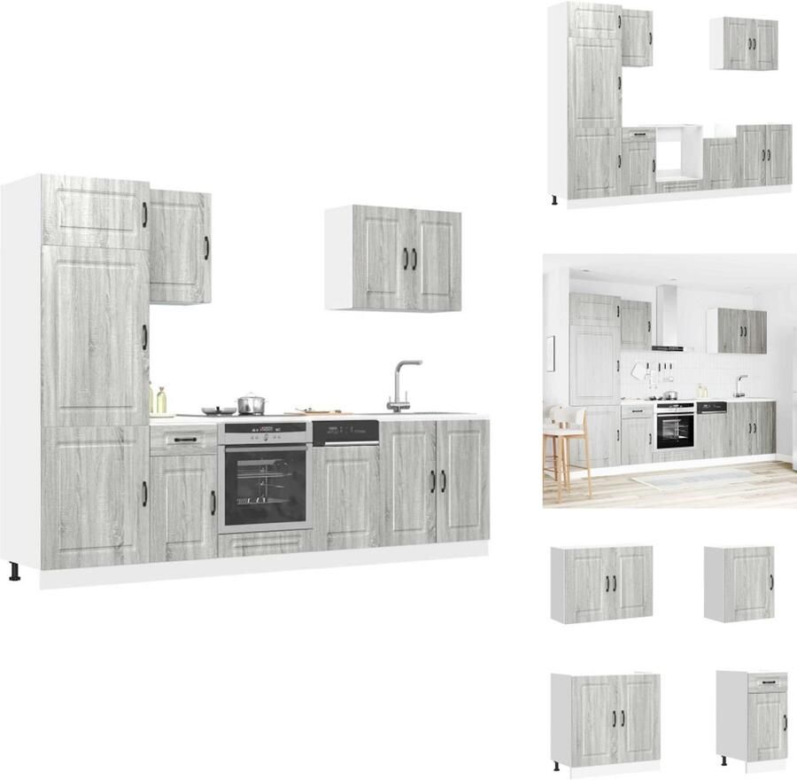 VidaXL Keukenkast Set Keukenkast Sets Keukenunit Set Kast Set 7-delige Keukenkastenset Kalmar bewerkt hout grijs sonoma eiken