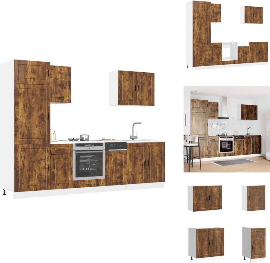 VidaXL Keukenkast Set Keukenkast Sets Keukenunit Set Kast Set 7-delige Keukenkastenset Kalmar bewerkt hout gerookt eiken