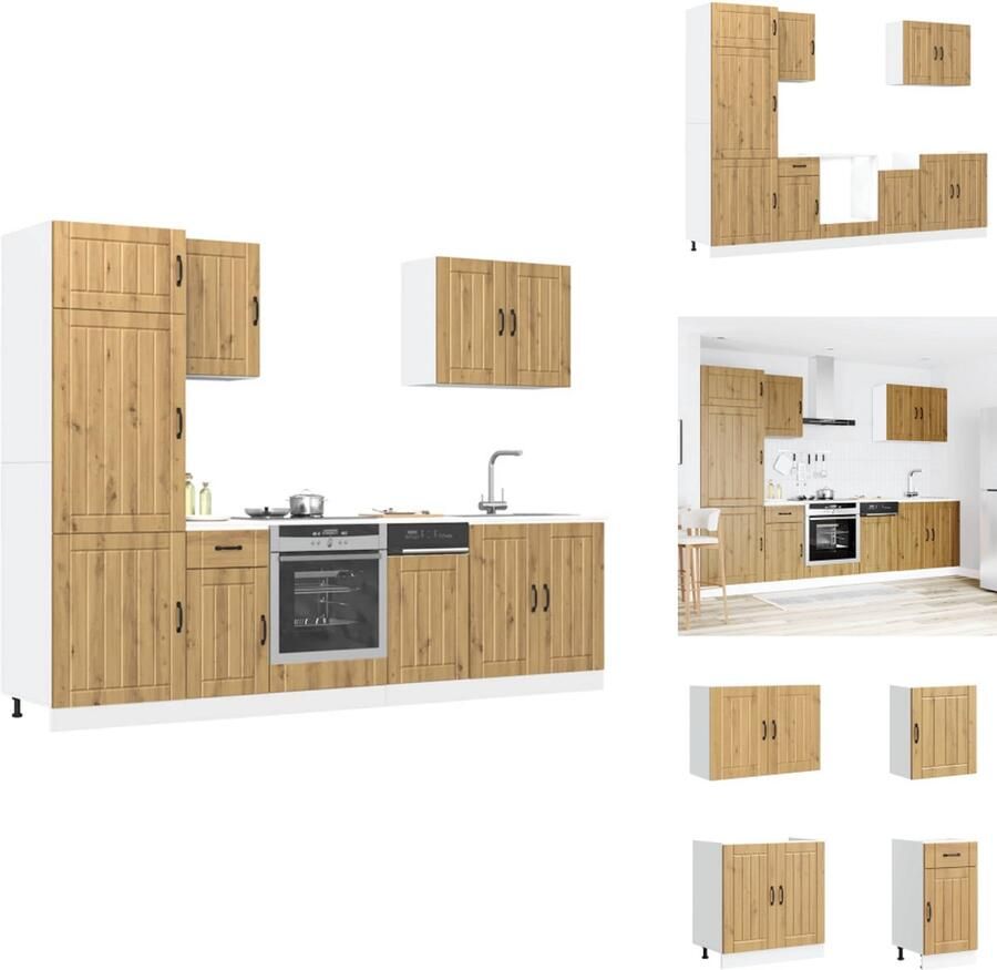 VidaXL Keukenkast Set Keukenkast Sets Keukenunit Set Kast Set 7-delige Keukenkastenset Kalmar bewerkt hout artisanaal eiken