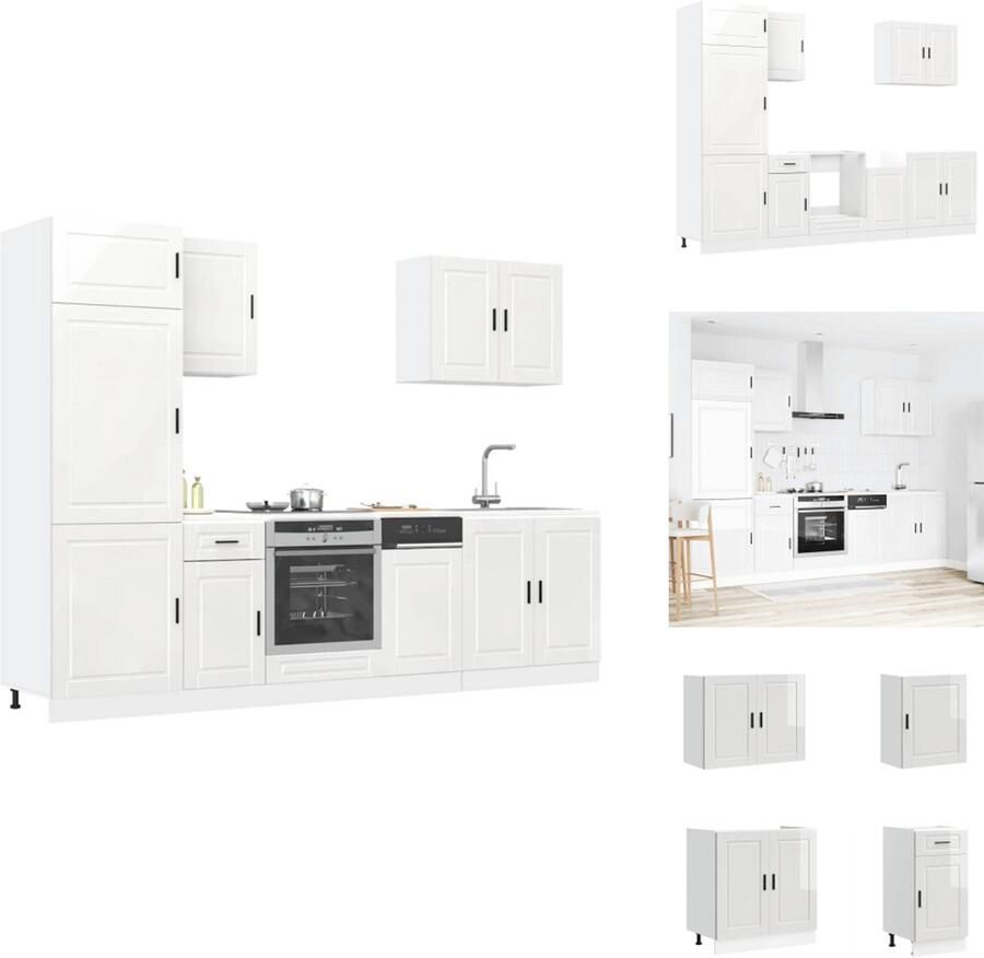 VidaXL Keukenkast Set Keukenkast Sets Keukenunit Set Kast Set 7-delige Keukenkastenset Kalmar bewerkt hout glanzend wit
