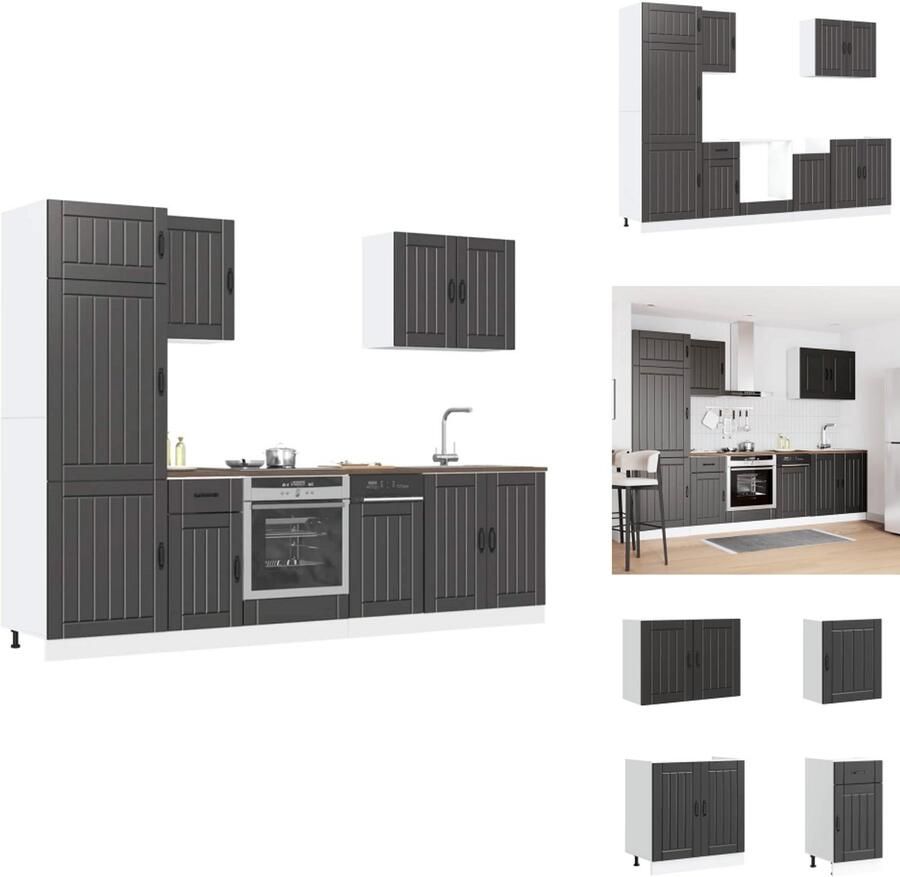 VidaXL Keukenkast Set Keukenkast Sets Keukenunit Set Kast Set 7-delige Keukenkastenset Kalmar bewerkt hout zwart