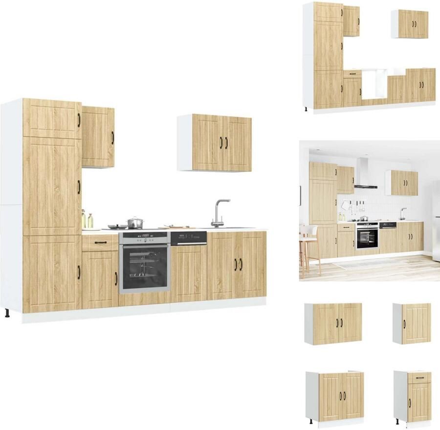VidaXL Keukenkast Set Keukenkast Sets Keukenunit Set Kast Set 7-delige Keukenkastenset Kalmar bewerkt hout sonoma eikenkleur