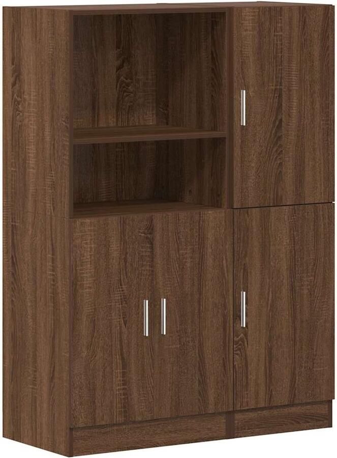 VidaXL Keukenkast Set Keukenkast Sets Keukenunit Set Keukenkast Set 2-delige Keukenkastenset bewerkt hout bruin eikenkleur