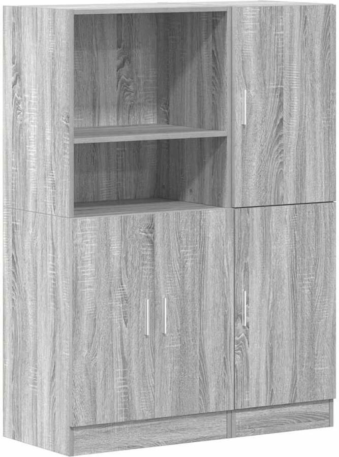 VidaXL Keukenkast Set Keukenkast Sets Keukenunit Set Keukenkast Set 2-delige Keukenkastenset bewerkt hout grijs sonoma eikenkleur