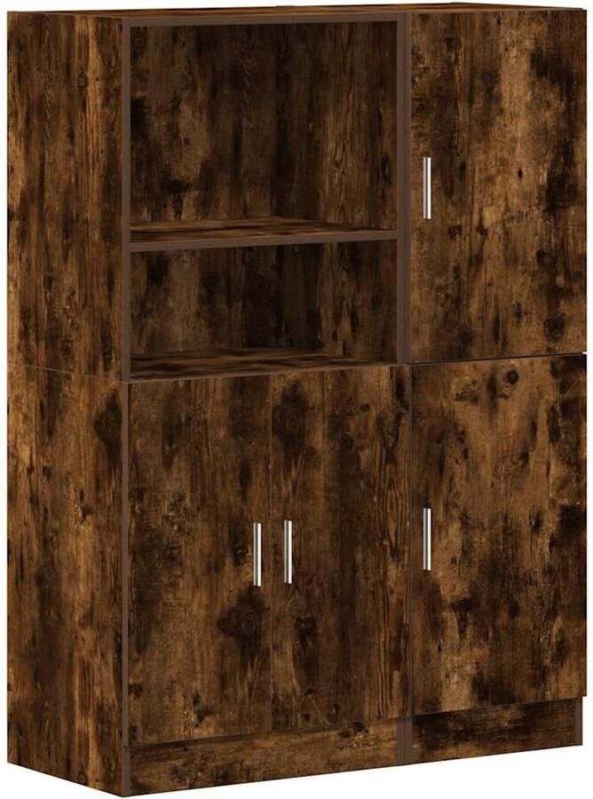 VidaXL Keukenkast Set Keukenkast Sets Keukenunit Set Keukenkast Set 2-delige Keukenkastenset bewerkt hout gerookt eikenkleurig