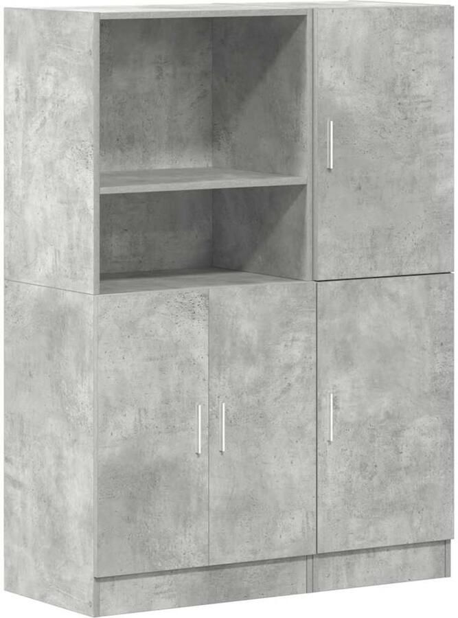 VidaXL Keukenkast Set Keukenkast Sets Keukenunit Set Keukenkast Set 2-delige Keukenkastenset bewerkt hout betongrijs