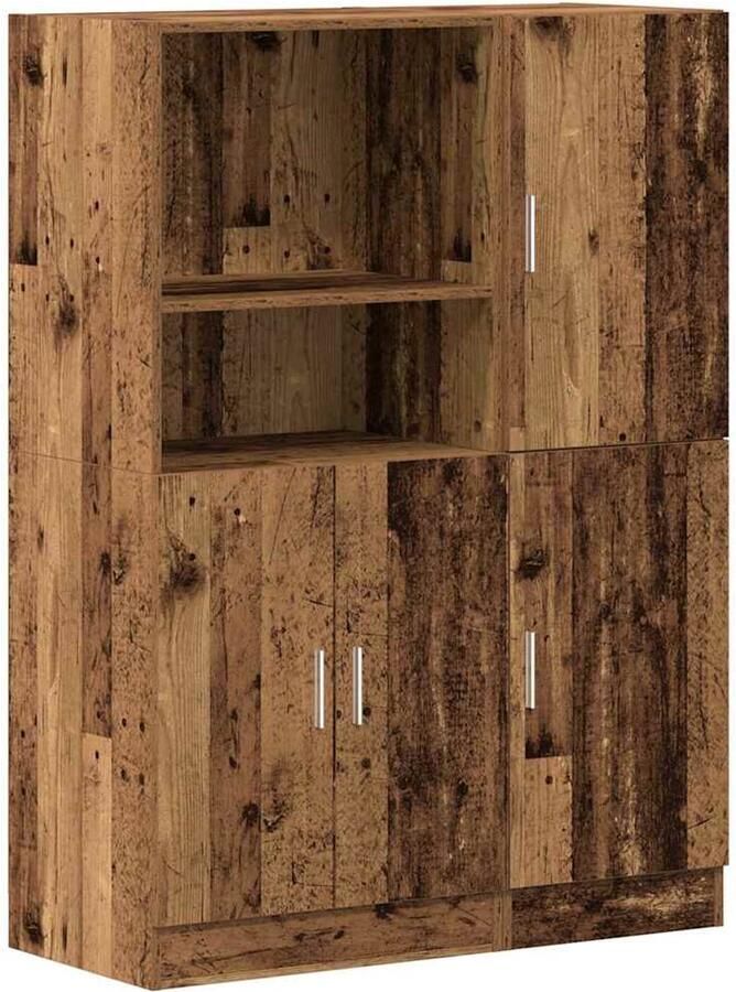 VidaXL Keukenkast Set Keukenkast Sets Keukenunit Set Keukenkast Set 2-delige Keukenkastenset bewerkt hout oud houtkleurig