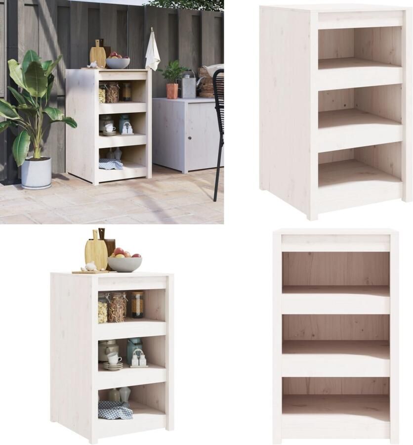 VidaXL Keukenkast voor buiten 55x55x92 cm massief grenenhout wit Keukenkast Voor Buiten Keukenkasten Voor Buiten Buitenkeuken Kast Keukenkast Buiten