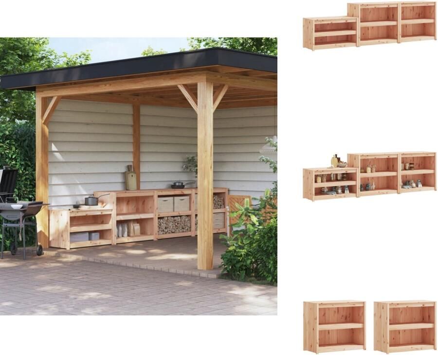 VidaXL Keukenkast Voor Buiten Keukenkasten Voor Buiten Buitenkeuken Kast Keukenkast Buiten Keukenkasten voor buiten 3 st massief grenenhout