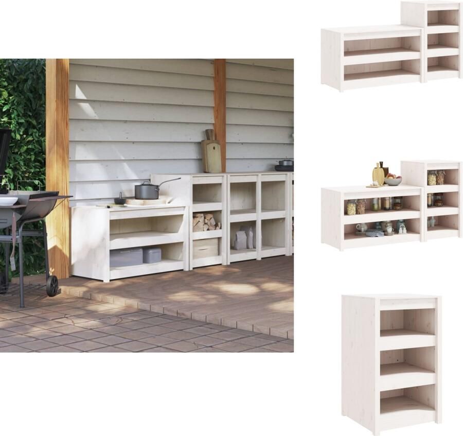 VidaXL Keukenkast Voor Buiten Keukenkasten Voor Buiten Buitenkeuken Kast Keukenkast Buiten Keukenkasten voor buiten 2 st massief grenenhout wit