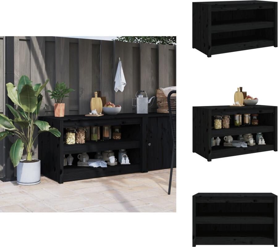 VidaXL Keukenkast Voor Buiten Keukenkasten Voor Buiten Buitenkeuken Kast Keukenkast Buiten Keukenkast voor buiten 106x55x64 cm massief grenenhout zwart