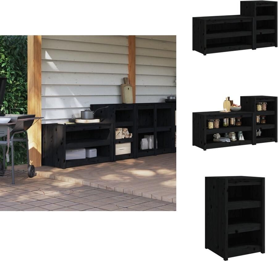VidaXL Keukenkast Voor Buiten Keukenkasten Voor Buiten Buitenkeuken Kast Keukenkast Buiten Keukenkasten voor buiten 2 st massief grenenhout zwart