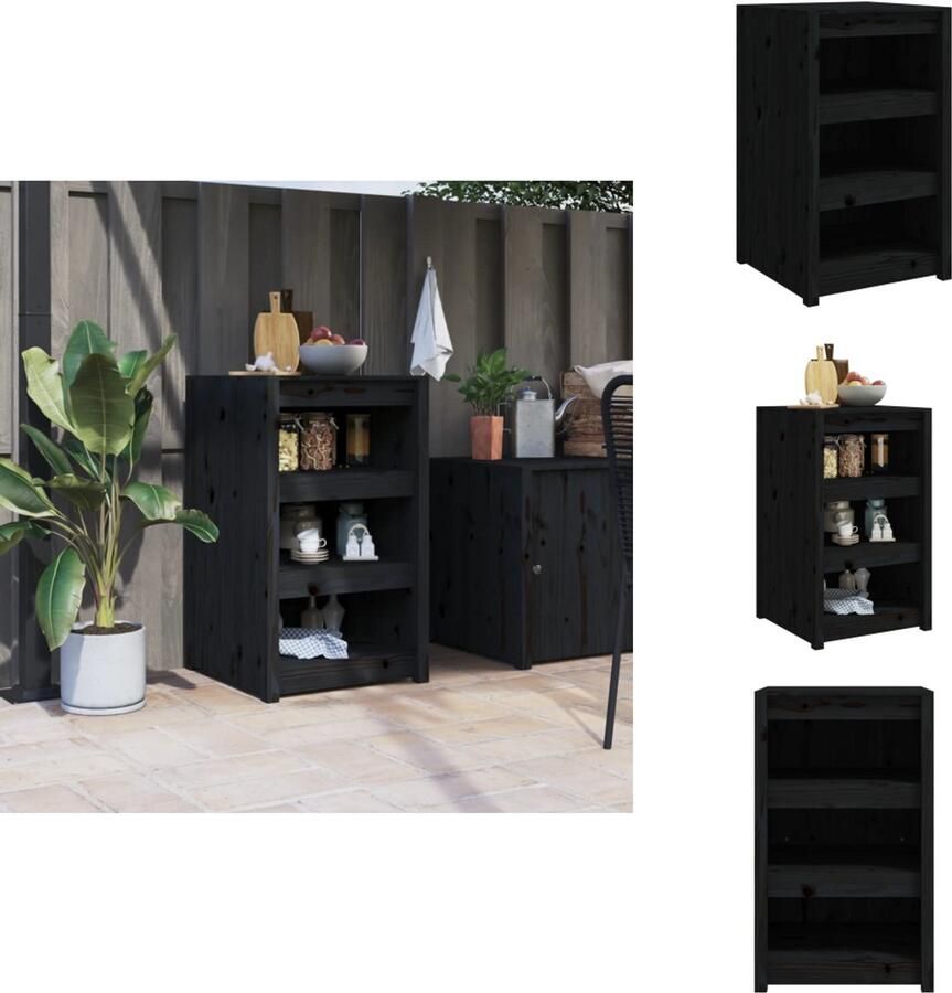 VidaXL Keukenkast Voor Buiten Keukenkasten Voor Buiten Buitenkeuken Kast Keukenkast Buiten Keukenkast voor buiten 55x55x92 cm massief grenenhout zwart