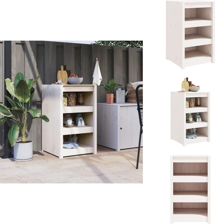 VidaXL Keukenkast Voor Buiten Keukenkasten Voor Buiten Buitenkeuken Kast Keukenkast Buiten Keukenkast voor buiten 55x55x92 cm massief grenenhout wit