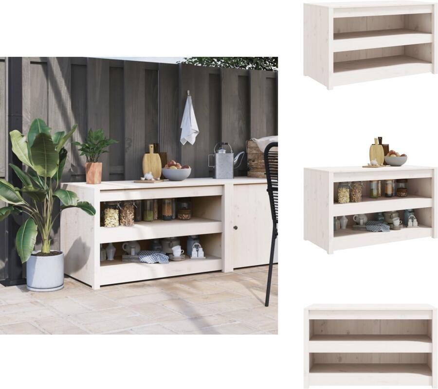 VidaXL Keukenkast Voor Buiten Keukenkasten Voor Buiten Buitenkeuken Kast Keukenkast Buiten Keukenkast voor buiten 106x55x64 cm massief grenenhout wit