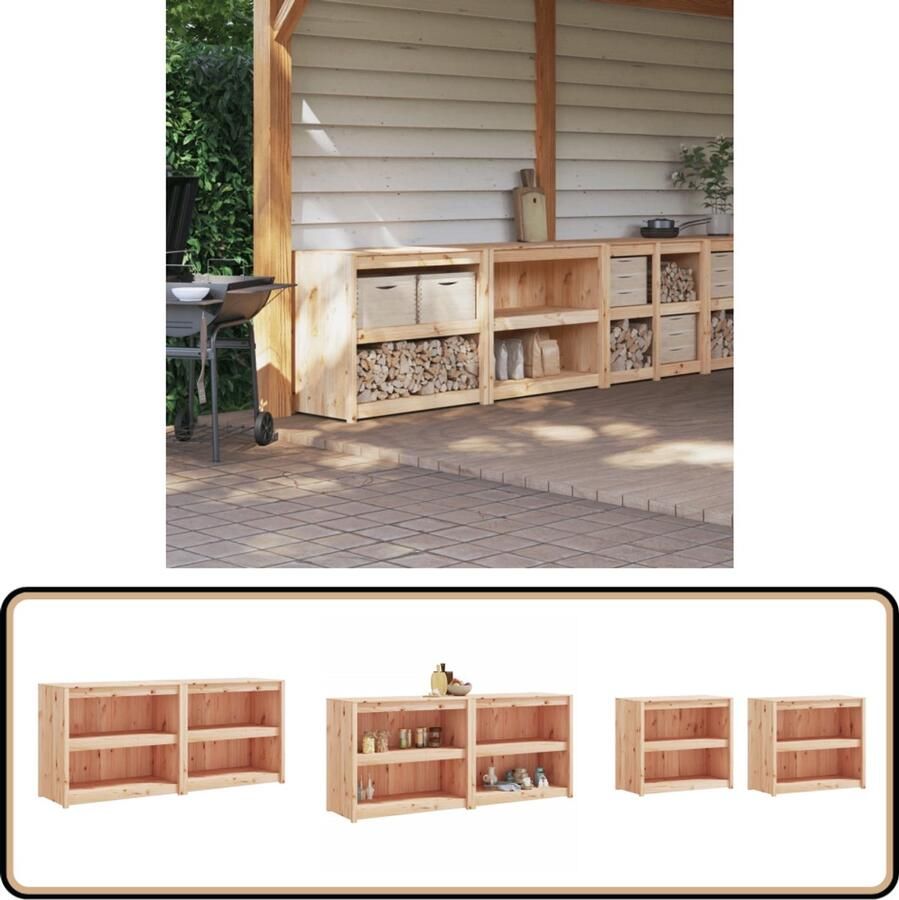 VidaXL Keukenkasten 2 stuks Massief Grenenhout Buitenkeuken Kast Tuinkast Houtkisten Grenenhout Buitendining