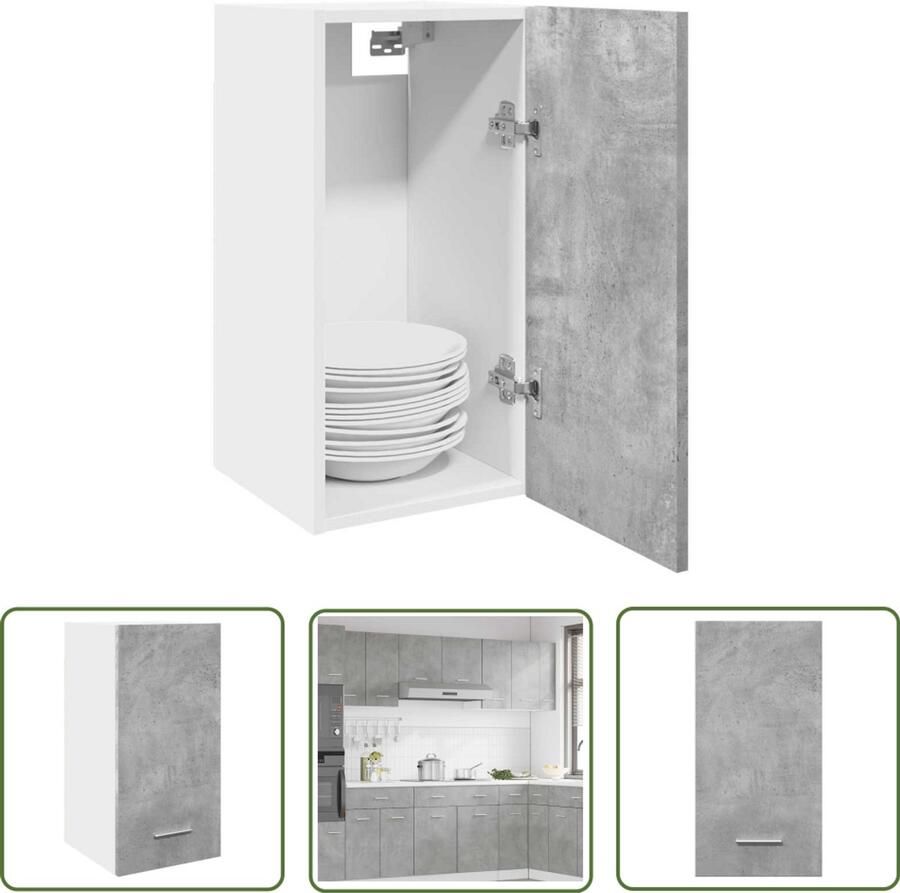 VidaXL Hangkast Lyon 30x31x60 cm bewerkt hout betongrijs Hangkast Keukenkasten Opslagoplossing Houten Kast Betonnen Grijze Kast