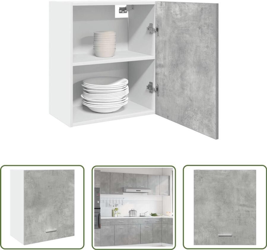 The Living Store Hangkast 50x31x60 cm bewerkt hout betongrijs Wandkast Keukenkast Houten Kast Opbergkast Betonnen Grijze Kast