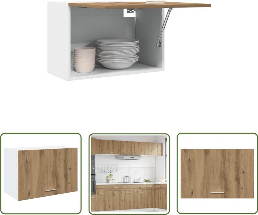 VidaXL Hangkast Lyon 60x31x40 cm bewerkt hout artisanaal eikenkleur Hangkast Keukenkasten Opslagoplossing Houten Kasten Eiken Kleur