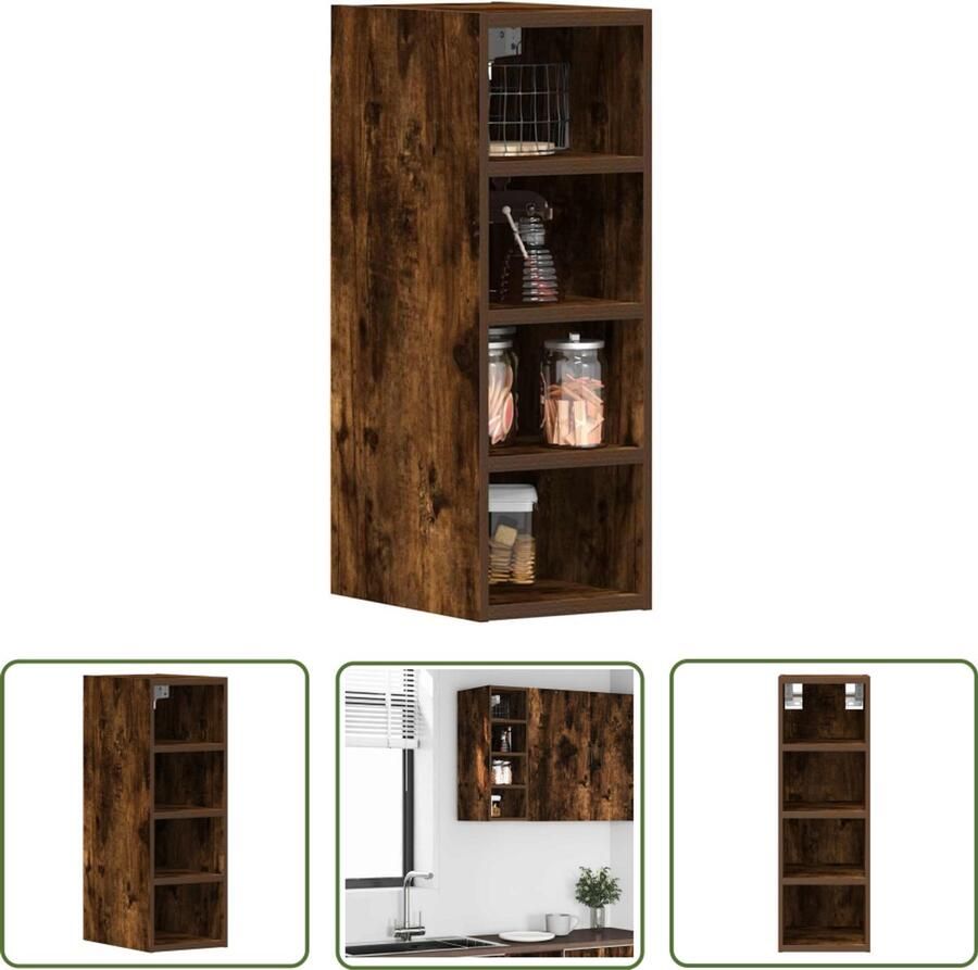 VidaXL Keukenkasten Hangkast Riga 20x29 5x60 cm bewerkt hout gerookt eikenkleurig Opslagoplossing Houten Kasten Badkamerkasten