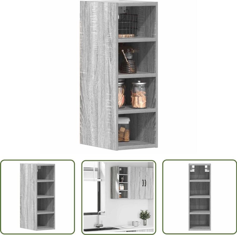 The Living Store Hangkast 20x29 5x60 cm bewerkt hout grijs sonoma eikenkleurig Wandkast Keukenkast Opslagoplossing Houten Kast Grijze Kast
