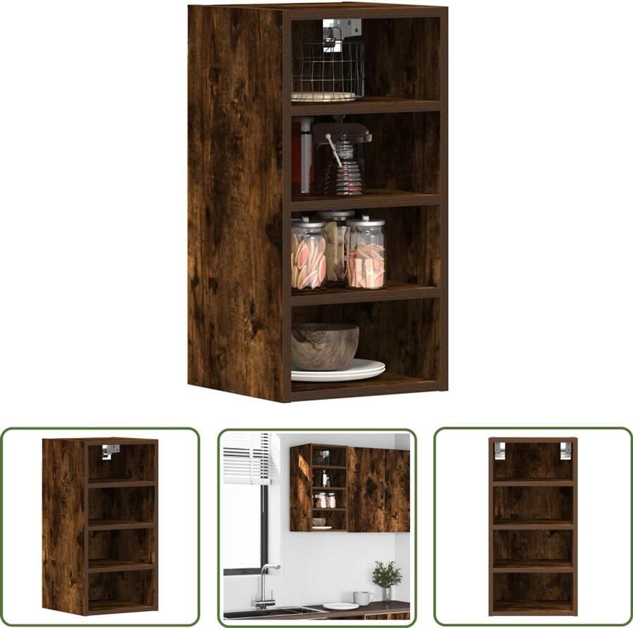 VidaXL Hangkast Riga 30x29 5x60 cm bewerkt hout gerookt eikenkleurig Hangkast Keukenkasten Opslagoplossing Houten Kast Wandkast