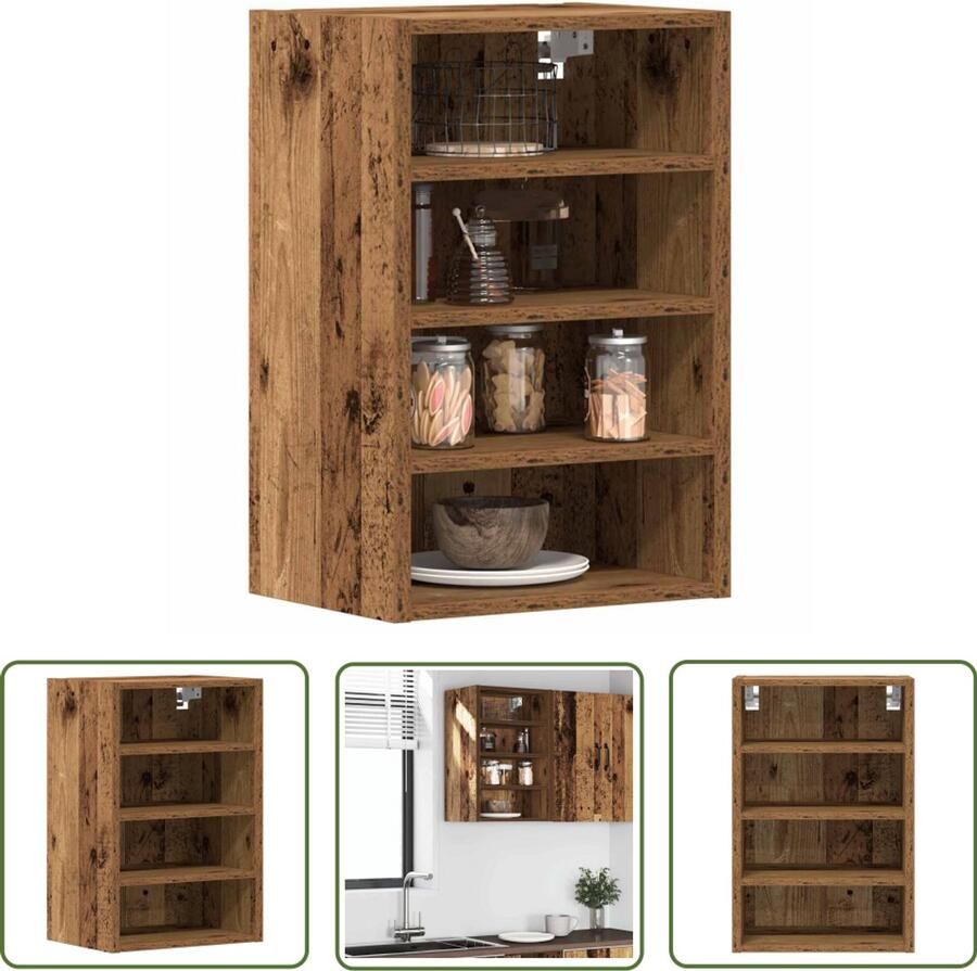 VidaXL Hangkast Riga 40x29 5x60 cm bewerkt hout oud houtkleurig Hangkast Keukenkasten Opslagoplossing Houten Kast Vintage Kast