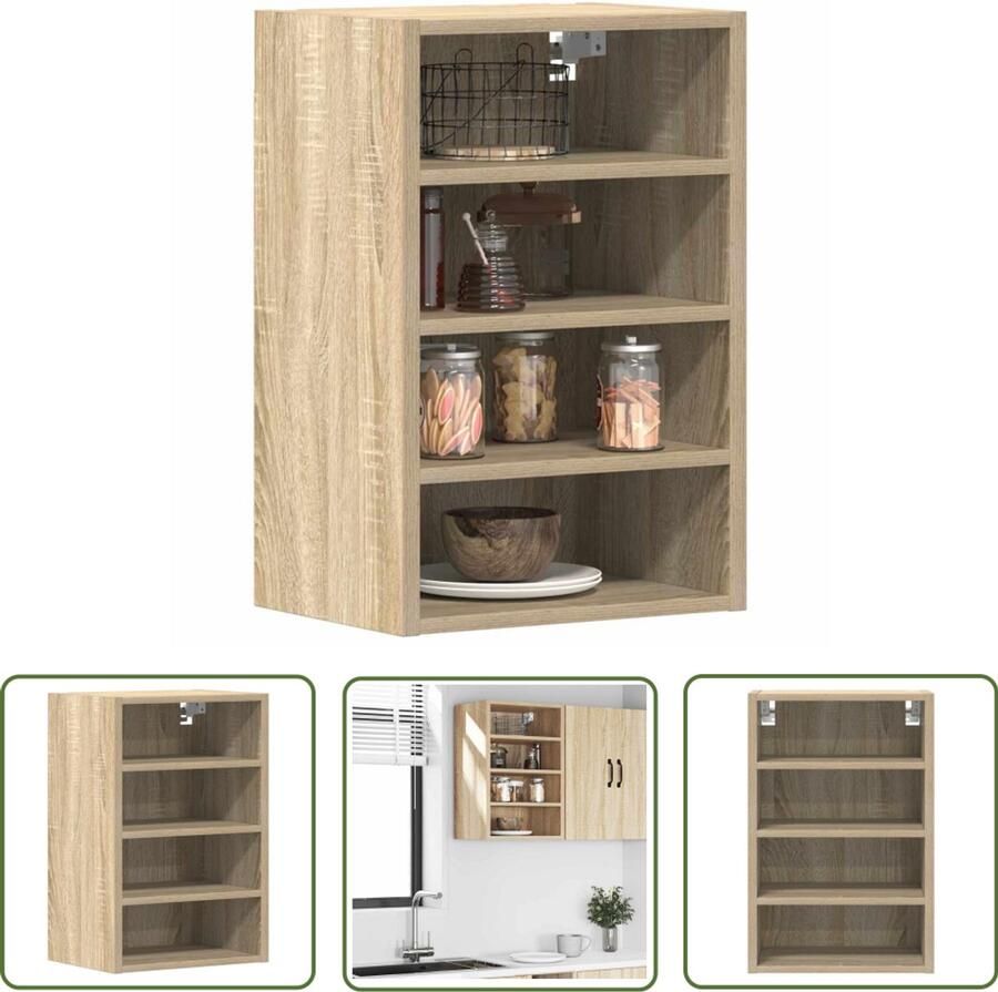 The Living Store Hangkast 40x29 5x60 cm bewerkt hout sonoma eikenkleurig Keukenopbergkast Wandschrank Houten Kast Keukenkasten Opslagruimte