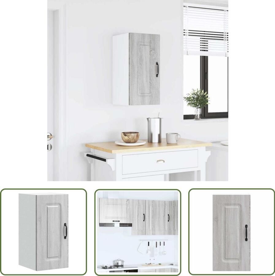 VidaXL Keukenwandkast Kalmar bewerkt hout grijs sonoma eiken Keukenwandkast Keukenkasten Opslagoplossing Keukenorganisation Houten Kast