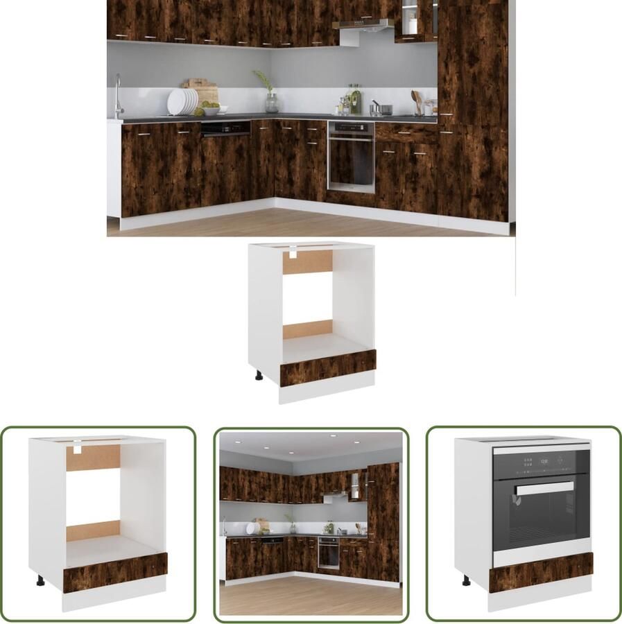 The Living Store Ovenkast Riga 60x46x81 5 cm bewerkt hout gerookt eikenkleurig Ovenkast Keukenkasten Houten Ovenkast Ovenbehuizing Vintage Ovenkast