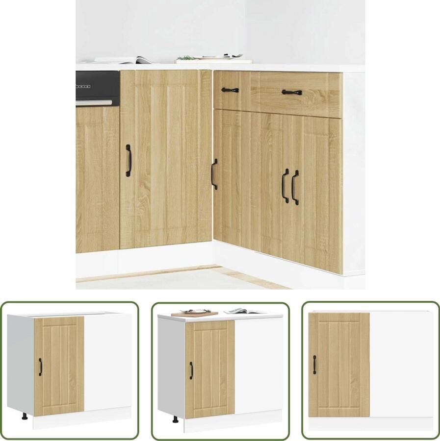 The Living Store Spoelbakonderkast Lucca bewerkt hout sonoma eikenkleurig Spoelbakonderkast Keukenkasten Houten Kast Sonome Eiken Opbergruimte