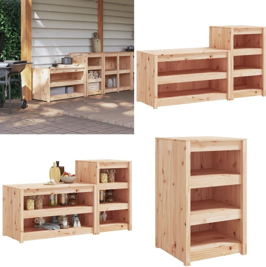 VidaXL Keukenkasten voor buiten 2 st massief grenenhout Keukenkast Voor Buiten Keukenkasten Voor Buiten Buitenkeuken Kast Keukenkast Buiten