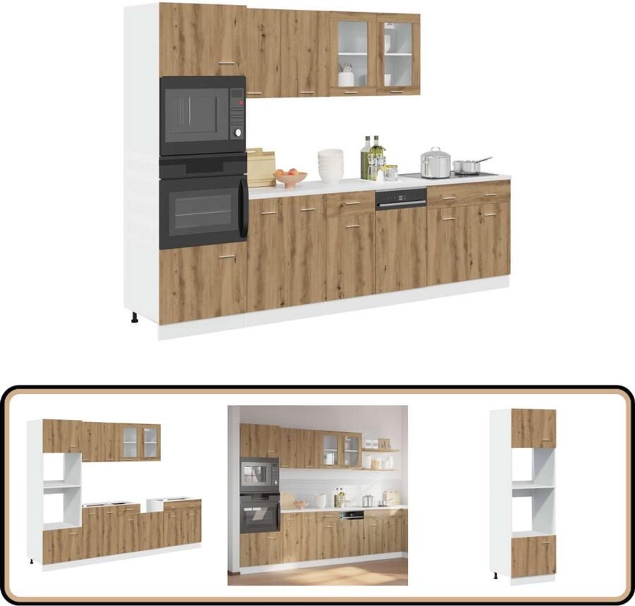 VidaXL Keukenkastenset 7-delig Artisan Eiken Keuken Kast Houten Keukenkasten Eiken Keukenkasten Set Opslagoplossing Keuken