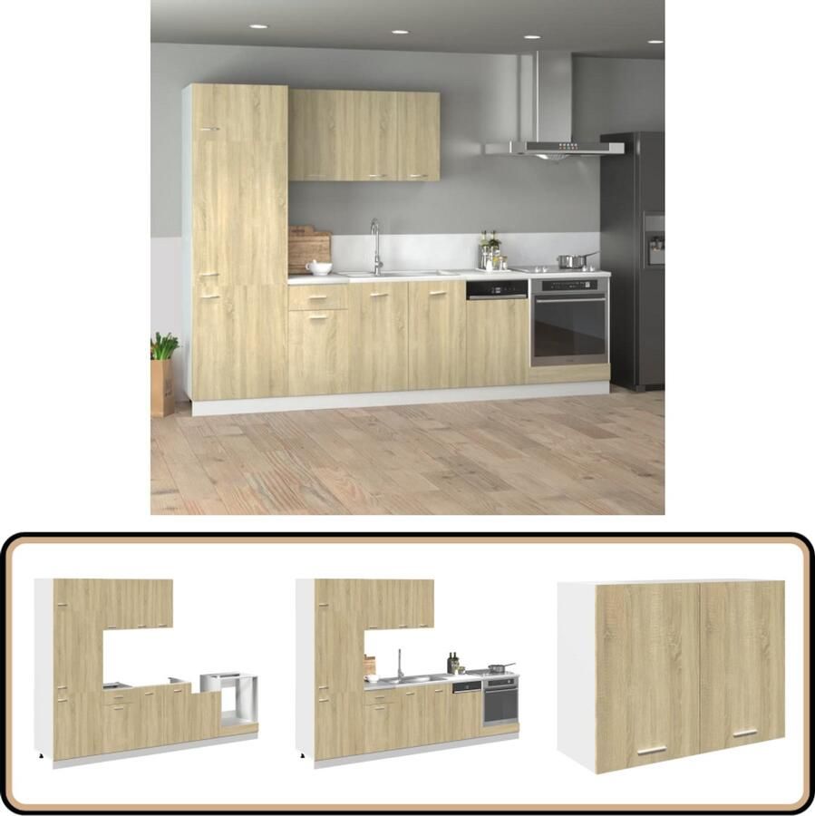 VidaXL Keukenkastenset 7-delig Sonoma Eiken Kleur Keuken Kast Houten Keuken Sonoma Eiken Keukenkast Set Opslagruimte Keuken