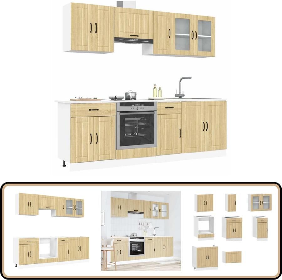 VidaXL Keukenkastenset 8-delig Sonoma Eiken Keukenkasten Houten Keukenkasten Keukenkast Set Sonoma Eiken Kalmar Serie