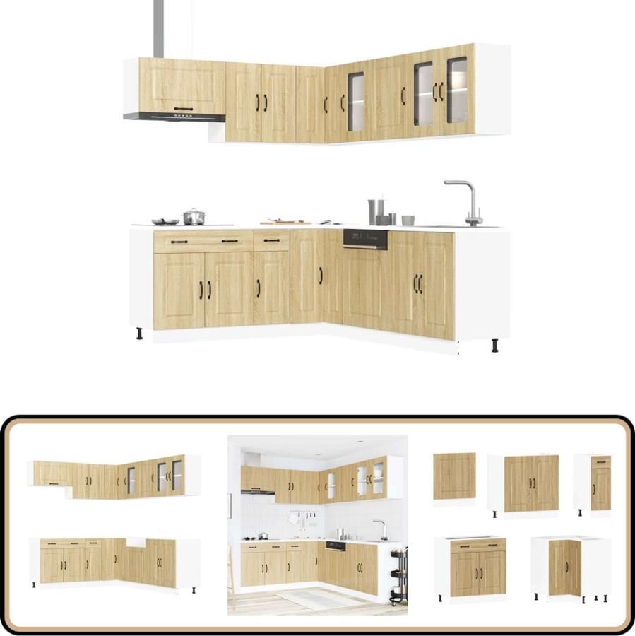 VidaXL Keukenkastenset Kalmar 11-delig Sonoma eiken Keukenkasten Houten Keukenkasten Keukenkast Set Sonoma Eiken Keuken Kalmar Keuken