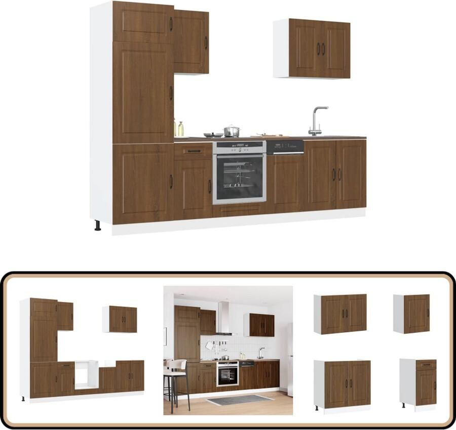 VidaXL Keukenkastenset Kalmar 7-delig Bruin Eiken Keuken Kast Set Houten Keukenkasten Bruine Eiken Meubels Opslagoplossing Keuken Verstelbare Poten