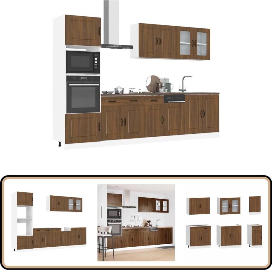 VidaXL Keukenkastenset Kalmar 7-delig Bruineiken Keuken Kast Houten Keuken Keukenkasten Set Bruine Eiken Meubels Opslagoplossing Keuken